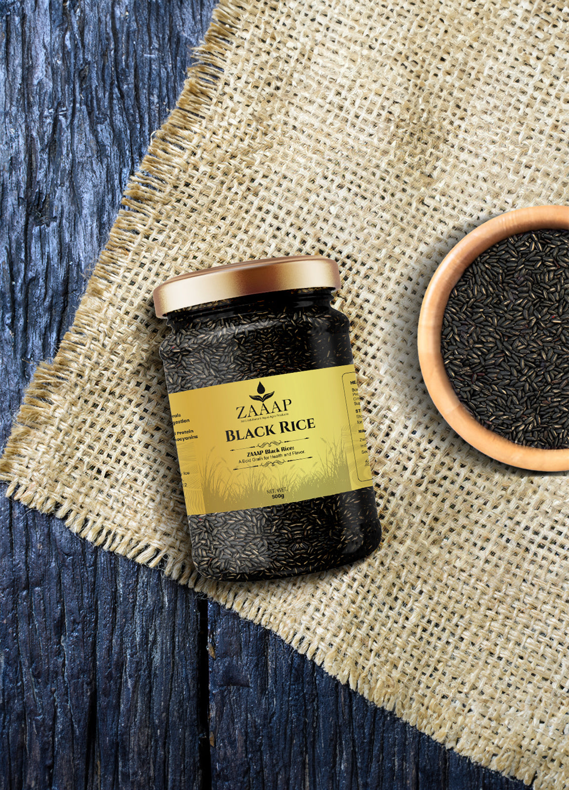 ZAAAP Organic Black Rice - Karuppu Kavuni Rice High-Protein, Gluten-Free Superfood with Antioxidants