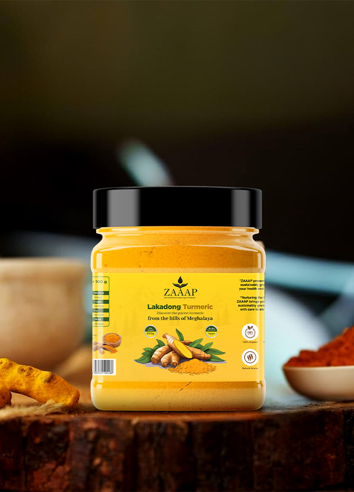 ZAAAP Organic Turmeric - Lakadong Turmeric Pure, Natural with Antioxidant