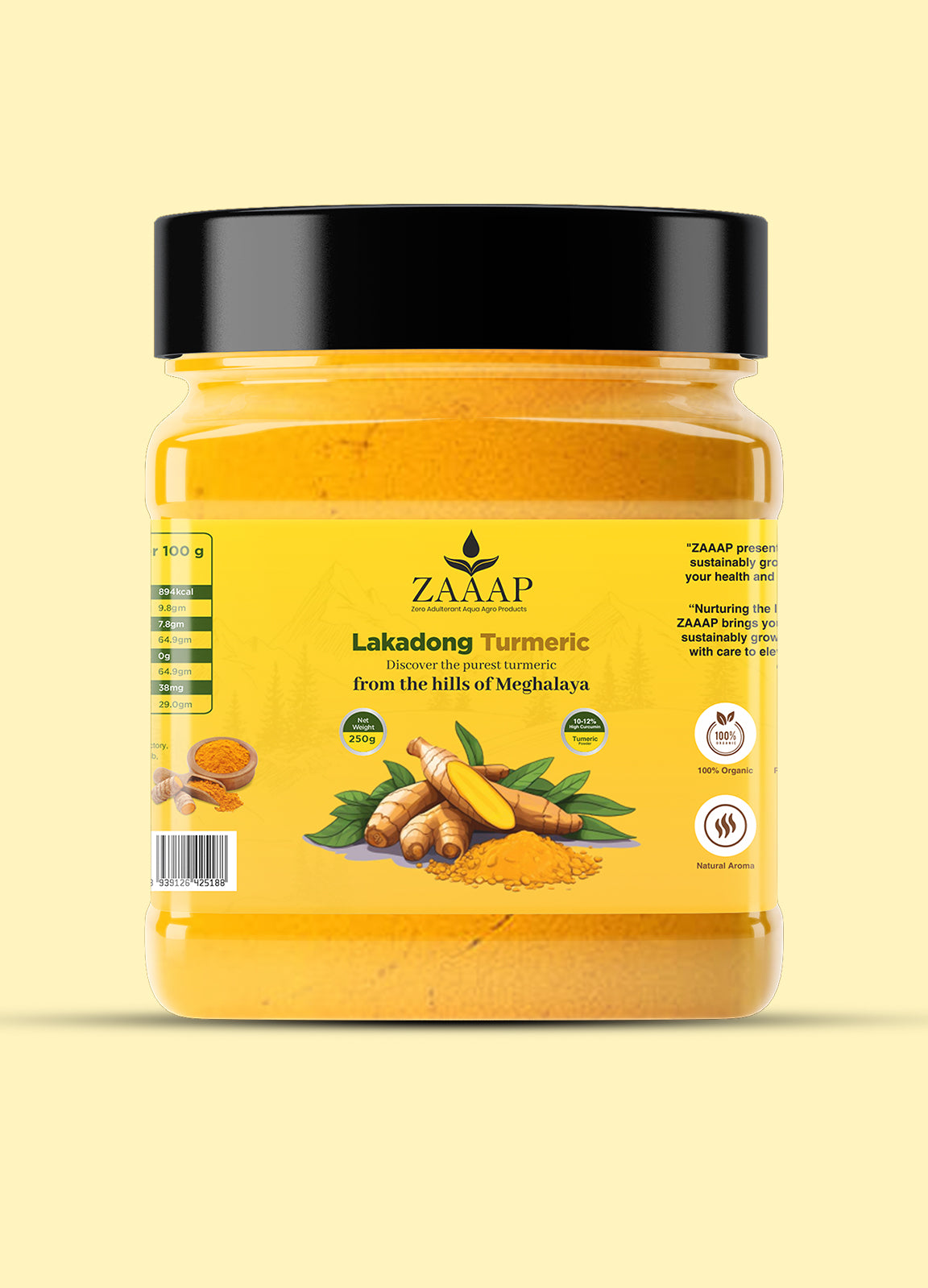 ZAAAP Organic Turmeric - Lakadong Turmeric Pure, Natural with Antioxidant