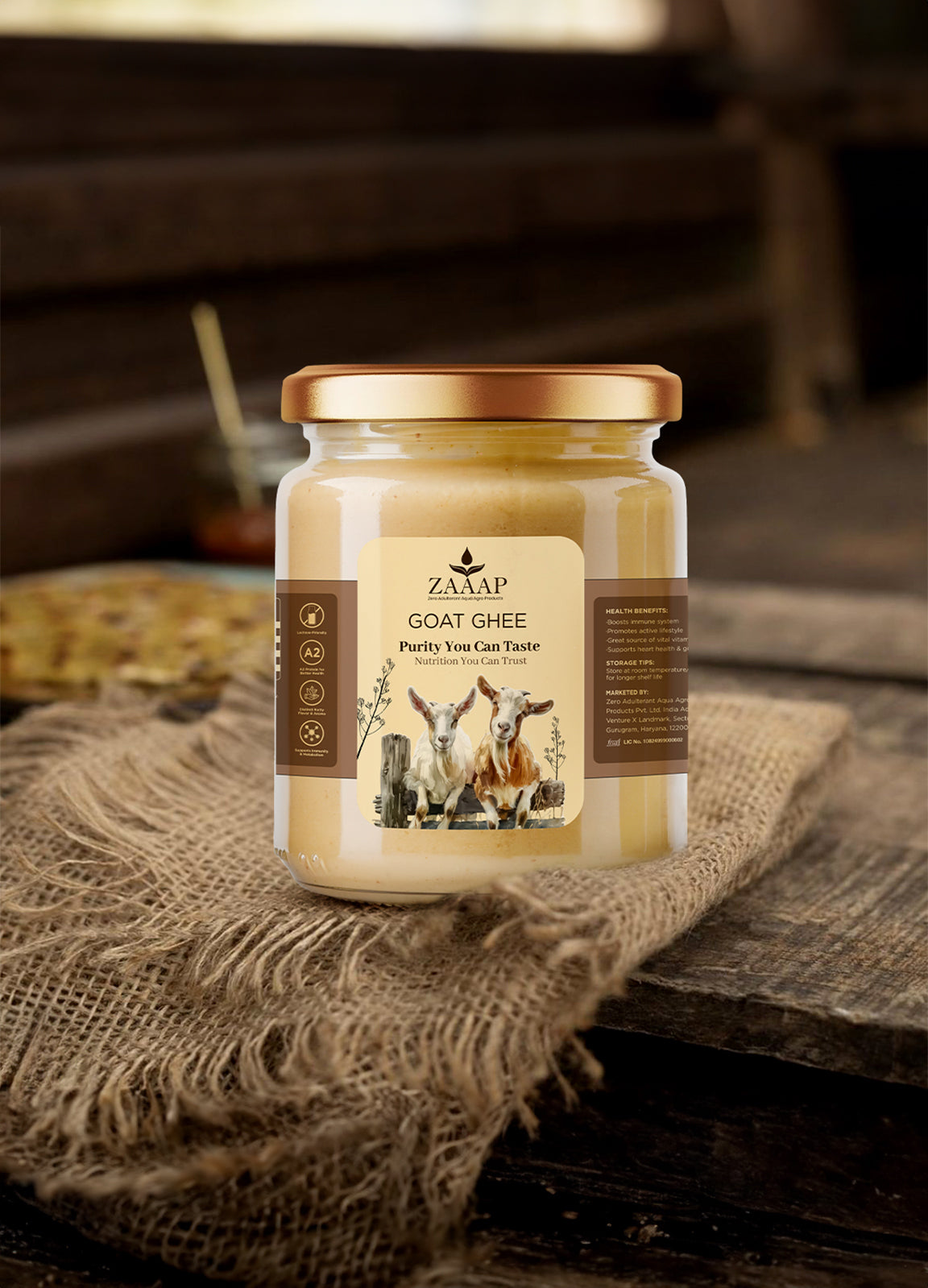 ZAAAP Goat Ghee - 100% Pure A2 Ghee with Vitamins A, D, E & K, Immunity Boosting, Anti-Inflammatory