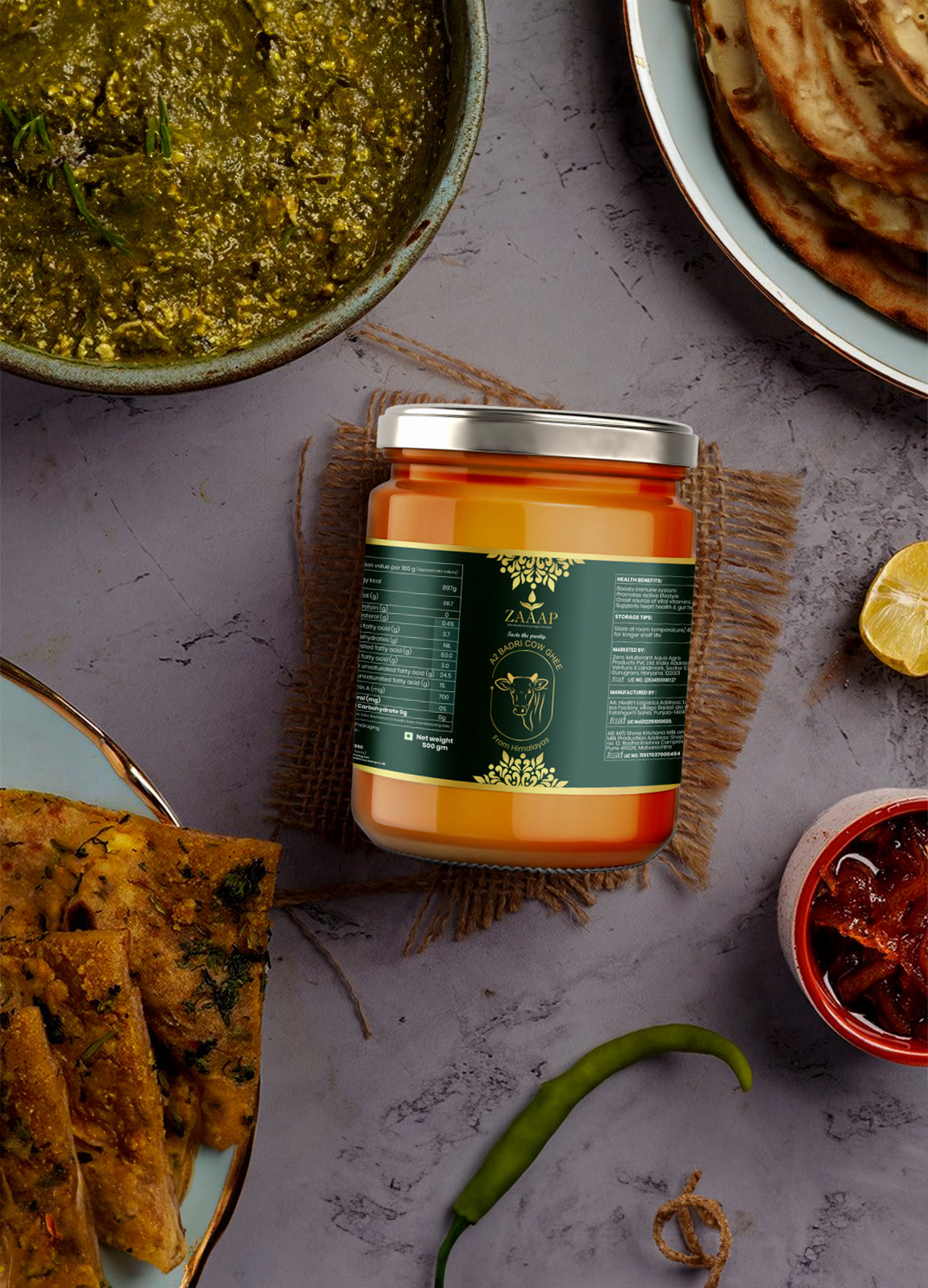 ZAAAP Organic Badri Cow Ghee - Pure A2 Ghee for Cooking, Wellness & Immunity