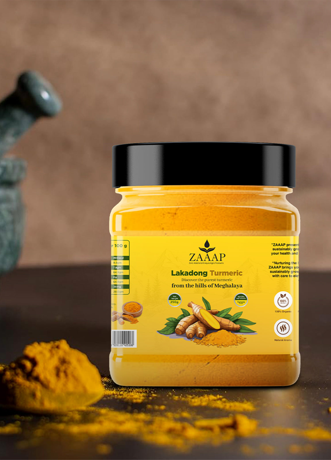 ZAAAP Organic Turmeric - Lakadong Turmeric Pure, Natural with Antioxidant