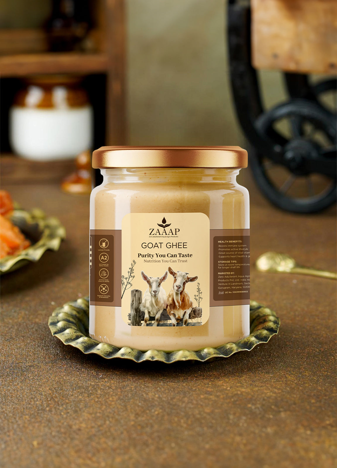 ZAAAP Goat Ghee - 100% Pure A2 Ghee with Vitamins A, D, E & K, Immunity Boosting, Anti-Inflammatory
