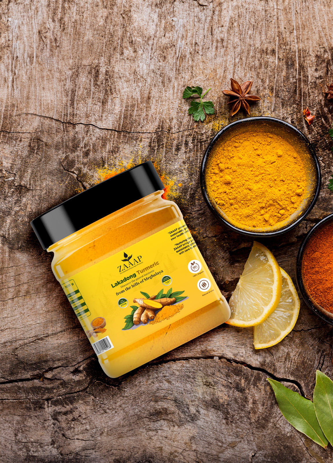 ZAAAP Organic Turmeric - Lakadong Turmeric Pure, Natural with Antioxidant