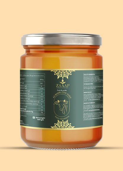 ZAAAP Organic Badri Cow Ghee - Pure A2 Ghee for Cooking, Wellness & Immunity